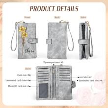 1 buah Dompet Bunga Kelahiran yang Dipersonalisasi, Dompet Panjang Kulit PU dengan Nama Kustom, Dompet Clutch Wanita dengan Resleting, Gaya Retro, Hadiah untuk Ibu, Istri & Teman - MultiWarna - View 11