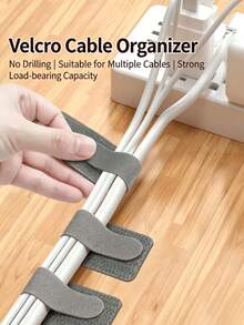 20/10/3/1pc Self-Adhesive Strong Hook And Loop Cable Ties, Reusable Cable Organizer, Cable Wrap Clips, Cable Fixing Sleeves, Suitable For USB Cables, Travel Cable Manager, Computer Mouse, Wire Bundling And Organizing - New Arrival - View 6