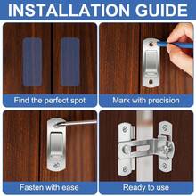 2pcs Brushed Stainless Steel Sliding Door Bolt Lock, Door Latch, Suitable For Garden Door, Window, Bathroom, Bedroom Sliding Door, Includes Installation Screws - DD - View 10