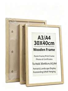 1/3pcs 12*16inch/30*40cm A4, A3 Wooden Color Photo Frame, Can Hold 30*40cm Photo, Minimalist Style, Lightweight Material, Suitable For Bedroom, Study, Hallway And Other Wall Decoration, A3, A4 Certificate Frame 30x40cm/A5/A4/A3/8x10/5x7/4x6 - A - View 1