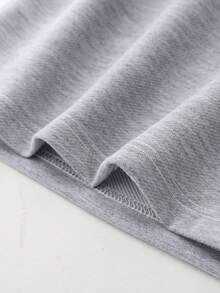 Setelan Olahraga 2 Potong Gaya Jalanan untuk Anak Perempuan, Sweatshirt Kerah Setengah Resleting dengan Cetakan Huruf & Celana Jogging Lebar, Musim Semi/Gugur - Grey - View 8