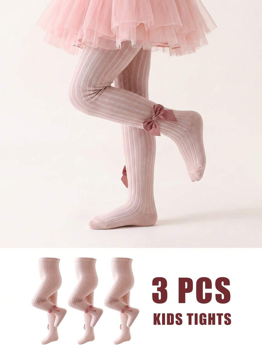 3 Buah Legging Bayi Balita Musim Semi & Gugur, Celana Ketat Warna Polos untuk Bayi Perempuan dan Anak-anak - MultiWarna - View 1
