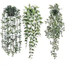 1件人造吊掛植物｜仿真吊掛植物，DIY花牆人造盆栽植物，戶外抗UV仿真植物，適用於花園陽台窗台戶外裝飾，居家客廳辦公室浴室裝飾 - 綠色 - 查看 31