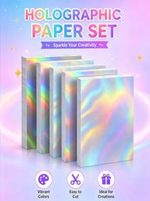 5/10 Sheets A4 Holographic Laser Self-Adhesive Cold Laminating Film Set, Multiple Vibrant Rainbow Glitter Laser Craft Paper, 5 Laser Pattern Designs, Bright And Transparent Colors, Flexible And Easy To Cut, Suitable For DIY Crafts, Scrapbooking, Card Making, Gift Wrapping, Children's Art Projects, Meeting Various Creative Handmade Decoration Needs - View 1