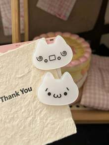 5pcs/Set Random Cute Cartoon Cat Face Hair Clips, Acrylic Expression Cat Alligator Hair Clips, Fun Soft Adorable Side Bangs Hair Clips, Women Girls Hair Accessories - Multicolor - View 6
