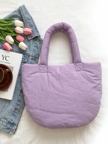 Pastoral Style New Large Capacity Handbag Commuter Cloud Bag - Purple - View 6