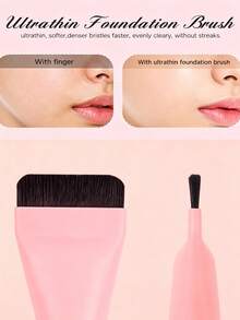 1pc Minimalist Flat Head Liquid Foundation Brush, Cherry Print Handle, Soft Dense Bristles, No Powder Waste, Facial Concealer & Foundation Brush, Portable For Daily Use And Travel, Suitable For Beginners - Multicolor - View 8