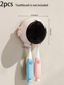 1-2 Cute Astronaut Toothbrush Holders, Spacesuit Design, Drill-Free Bathroom Electric Toothbrush Storage Rack, Couple Toothbrush Draining Rack, Bathroom Storage Rack, Suitable For, Hotels, Dormitories, Perfect Back-To-School Gift For Home - Multicolor - View 16