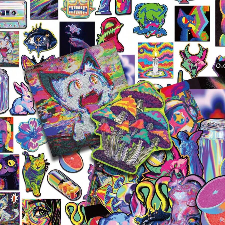 50 pièces Autocollants Grunge Femmes Y2K Esthétique Autocollants Affiches Femmes Vintage Autocollants Y2K Esthétique Autocollants Esthétique Y2K Choses Vinyle Imperméable Pour Bouteille d'eau, Ordinateur, Ordinateur portable, Téléphone, Bagage, Cahier, Réfrigérateur - Multicolore - Voir 1