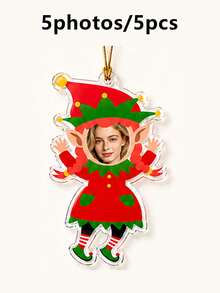 Custom Photo Christmas Ornament, Personalized Red Green Holiday Tree Hanging Decor, Festive Christmas Character Style, Customized Picture Keepsake, Customizable Christmas Decorations, Christmas Party Decor, Holiday Gift Accent, Christmas Gift 2026 - Multicolor - View 8