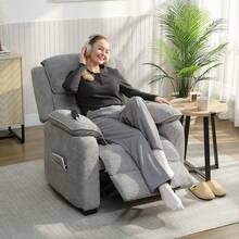 HOMCOM Sillón Relax Reclinable Eléctrico con Motor Silencioso, Sillón Reclinable de Terciopelo con Mando con 2 Posiciones de Memoria, Reposapiés, Reposacabezas, Puerto USB, Bolsillos, Gris Claro - Enchufe EU Tipo C(220-240V) - Ver 2