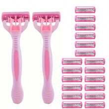 Pink Ladies' Classic Manual Hair Removal Razor Kit - Reusable,3-Layer Stainless Steel For Smooth, Hair Removal Device - Safety Razor - View 16