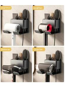 1pc Wall-Mounted Hair Dryer & Phone Holder - Suction Cup Installation, Space-Saving Bathroom Storage Rack With Strong Adhesive, Compatible With Hair Dryer And Phone, No Drilling Required, Ideal For Home - Multicolor - View 3