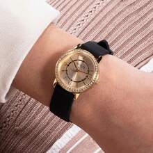GUESS Women Square Paved Crystal Wrist Watch GW0472L2 Gold‑Tone Stainless Steel Bracelet Multi‑Function Quartz Watch Gift Box - WATCH - View 22
