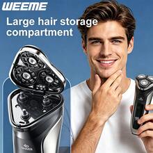 4D Rotary Electric Shaver For Men, Triple Floating Shaving Heads, LED Digital Display, USB Rechargeable Cordless Beard Razor, Portable Men Shaver, Gift For Father Husband - Multicolor - View 3