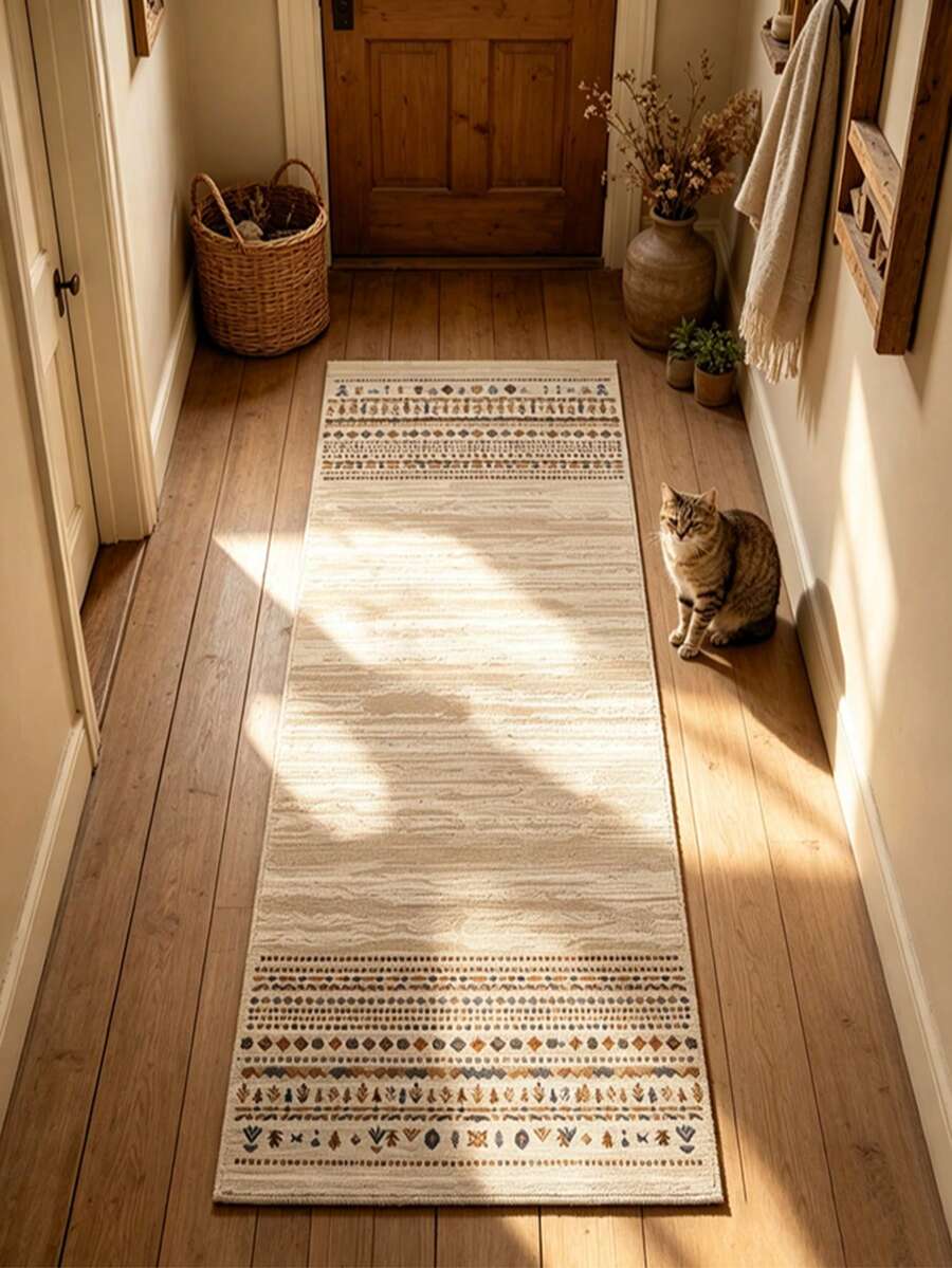 1pc Geometric Pattern Floor Mat, Hallway Rug, Carpet, Runner Rug, Area Rug, Area Rug, Door Mat, Floor Mat, Universal Door Mat, Bedroom Rug - Multicolor 3 - View 1