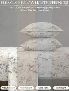 4-Piece Garden Floral Butterfly Bird Pattern Bedding Set, Includes 1 Fitted Sheet, 1 Flat Sheet And 2 Pillowcases (Pillow Inserts Not Included). Fitted Sheet Set, Available Sizes: King, Queen, Full, Twin. Fitted Sheet Deep Pocket Design, Pillowcases Up To 11.8 Inches. Soft And Breathable, Wrinkle-Resistant - Multicolor - View 6