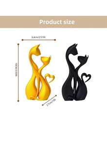 Abstract Couple Cat Figurine, Art Resin Style Cat Statue With Heart Detail, Decorative Animal Sculpture For Tabletop Living Room Bedroom Office Shelf Home Decor, Assorted Solid Colors - Multiple Styles - View 11