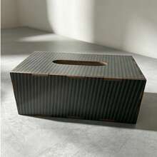 Dark Green Striped Wooden Tissue Box Cover, Available In Rectangular And Square Styles, Suitable For Car, Living Room, Bedroom And Bathroom. No Electricity Required - Multicolor - View 6