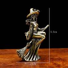 1pc Brass Material Creative Broom Moon Statue Ornament, Suitable For Living Room Desktop Home Decor Wizard Statue - Multiple Styles - View 7