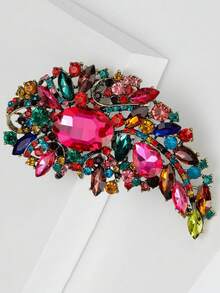 1pc Rhinestone Flower Brooch, Fashion Exaggerated Luxury Crystal Brooch Pin Accessory For Women (Random Color) - Color - View 3