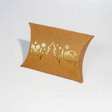 1/10/30pcs Christmas Golden Foil Pattern Gift Pillow Box, Snowman Party Favor Packaging Set For Holiday Celebrations - Multicolor - View 7