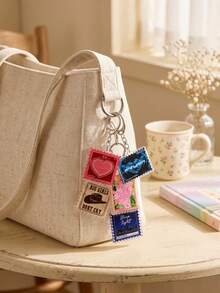1pc/9Pcs Stamp Shaped Acrylic Keychain, Acrylic Backpack Pendant, Lightweight Backpack Key Charm, Vintage Stamp Acrylic Pendant, Backpack Decoration, Suitable For K-Pop Fans, Friends, Birthday Gift - Multicolor - View 4