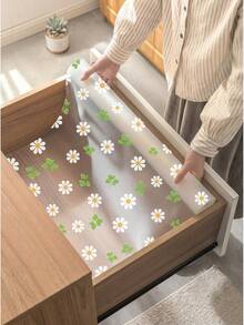 1捲 30*150cm/30*100cm 30S 加厚抽屜襯墊，彩色葉子三葉草花卉圖案，防滑防水防油防潮保護墊，適用於廚房櫥櫃衣櫃抽屜，居家日常收納使用 - A - 查看 5