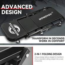 INBRAVE Automotive Repair Bench With Mobile Tool Tray (Sold Separately) & 3-In-1/2-In-1 Z-Style Creeper Seat; 500 Lb Capacity; Foldable & Adjustable Rolling Garage Seat (Lying, Sitting, And Leaning Positions); Features 6 Casters - Car Repair Tools - View 8