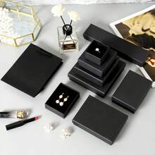 Luxury Black Jewelry Box With Removable Lid, Premium Empty Gift Storage Box For Necklace, Bracelet, Ring, Packaging Display Box - Black - View 7