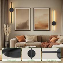 2pcs Black/Gold Battery Powered Wall Lights, 3000/4000/6000K With Remote Control And Timer Function, 71.88cm Dimmable LED Wireless Wall Lights, Suitable For Living Room, Bedroom, Hallway, Hotel And Home Decor - Multicolor - View 7
