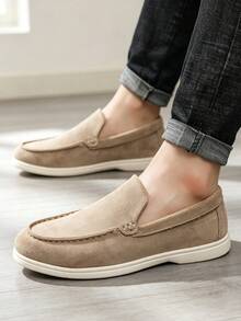 Classic Designer Men's Moccasin Shoes, Luxury Suede Loafers, Soft Dress Shoes, Suitable For Daily Office, Party, Wedding, Romantic Dinner - Beige - View 3