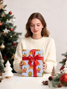 1 Roll Of Christmas Gift Wrapping Paper Featuring A "Capybara Pattern;Perfect For Christmas Gift Wrapping,Holiday Party Decor,Home Festive Decoration,DIY Craft,Festive Favour Wrapping 1 Roll Size: 43 Cm X 300 Cm. - A - View 3