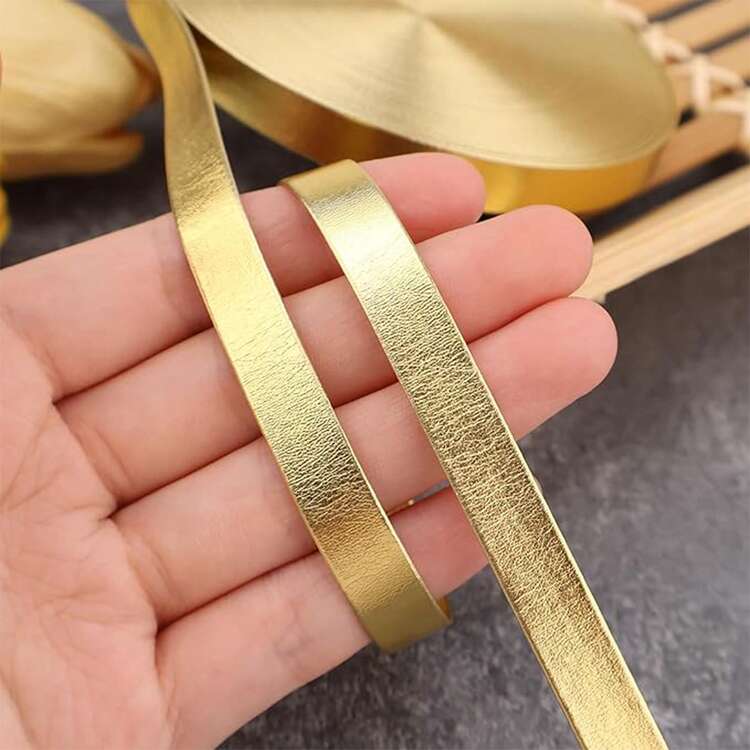1 Roll Metallic Shiny PU Leather Cord, 500cm Length Braided Ribbon, Double-Sided Faux Leather Material For Pillow Making, Bows And Other Handmade DIY Crafts - Leather Cord - View 24