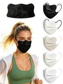 100/10pcs Individually Wrapped 3-Ply Disposable UV Protection Face Masks, Unisex Full Coverage Face Shield, Single And 10-Piece Packs Available, Suitable For Daily Outdoor Use - Multicolor - View 10