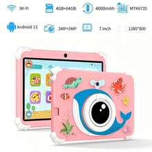 4GB RAM + 64GB ROM / 7-Inch Tablet / Quad-Core 1.3GHz / Android 13 MTK8321 / 1280x800 HD IPS Display / 2MP+5MP Camera / 4000mAh Battery / WiFi, Parental Control, Education, Gaming / ABS Plastic + Silicone, Education Tablet - Pink - View 3
