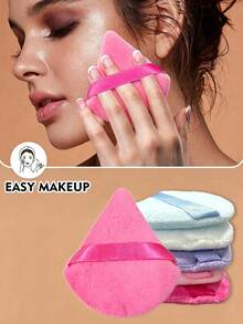 5pcs Loose Powder Puff Set, Cushion Sponge Puff, Triangle Puff, Ultra Soft Crystal Velvet Set, Skin-Friendly Soft Loose Powder Puff, Makeup Sponge, Makeup Tools, Travel Essential, High Cost-Performance - Multicolor - View 7