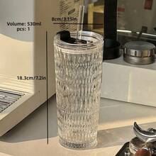Ins Style Highly Attractive Transparent Coffee Iced Americano Latte Glass Cup Large Capacity With Lid And Straw Office Cup - Multicolor - View 7
