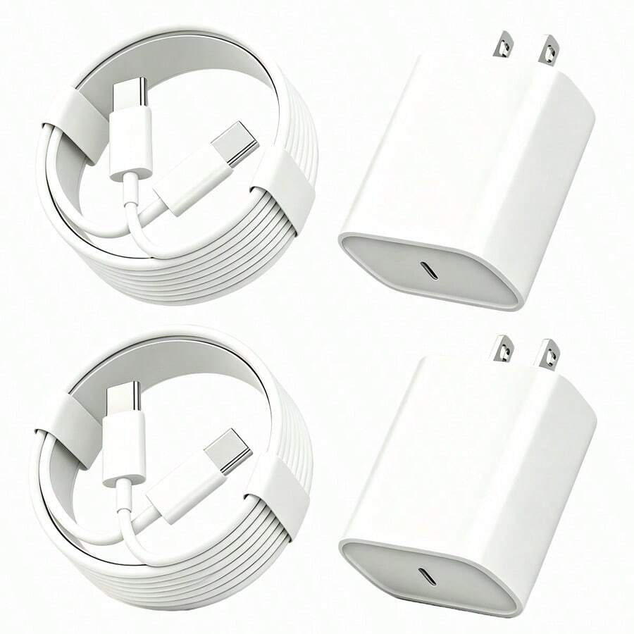 2 Sets/1 Set/1pc PD Fast Charging Wall Charger Adapter + 3.3ft/100cm Data Transfer Fast Charging Cable, Compatible With IPhone 17 Pro Max/17 Pro/17/16/15, Compatible With Samsung S26-S20 And Other Android Phones, Halloween Gift/Christmas Gift - US A Type Plug(110-127V) - View 1