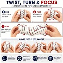 Baseball Fidget Ball Toy,3D Printed Twist And Turn Stress Relief Desk Fidget,Portable Relieve Anxiety Fidget Ball Sensory Puzzle - White - View 4