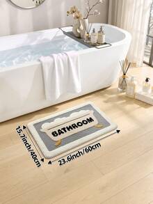 Flocked Bathroom Mat Alphabet Cartoon Design Anti-Slip Tpr Material Soft Water Absorbing Machine Washable Easy To Clean-1pc ,Room Decor - Multicolor - View 10