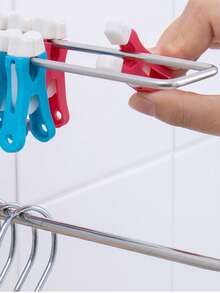 Stainless Steel Seamless Clothes Hanger Clip Storage Rack Multifunctional Wall Mounted Storage Hook Key Decoration Hanging Rack Washing Tool Cloth Wall Rack Applicable To The Kitchen Bathroom Garage - Multicolor - View 3