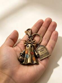 Retro-Style Ghost Patch Halloween Keychain-A Ghost Bag Charm That Sets The Perfect Festive Mood. - Multicolor - View 7