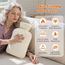 1/2pcs 500ml PVC Hot Water Bottle, Can Be Used As Warm Water Bag, Hand Warmer, Heating Pad, Explosion-Proof Design, With Cute Plush Cover - A - View 5