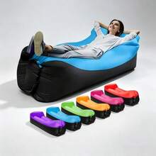 1pc Outdoor Slouchy Inflatable Sofa Single Person Portable Inflatable Bed Camping Foldable Air Sofa Beach Nap Lounge Chair - Multicolor - View 10