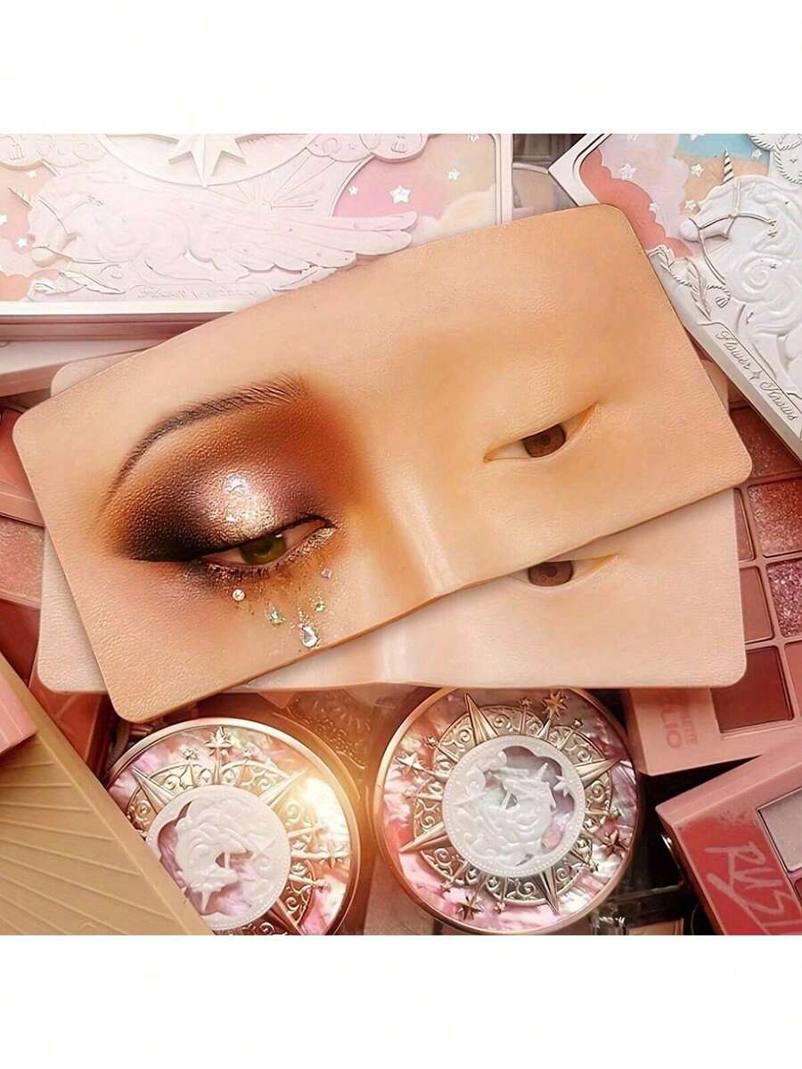 5D Realistic Silicone Eye Makeup Practice Board, Easy To Clean And Reusable Face Painting Practice Tool, Ideal For Artists And Beginners, Perfect For Makeup Artists To Practice Makeup Skills - Red and White - View 1