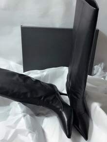 Women's Over-The-Knee Tall Boots, New Autumn/Winter Style, Slimming High Heel Chunky Heel Wedge Heel Fold-Down Boots - Black - View 5