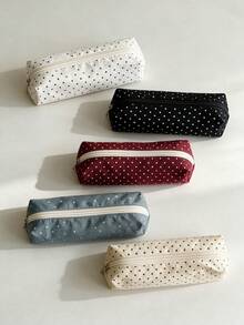 Korean & Japanese Style Polka Dot Pencil Case, Cute Fabric Zipper Pencil Pouch, Portable Lightweight Stationery Storage Bag, Suitable For Students And Office Use - Multiple Styles - View 8