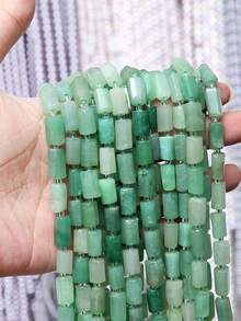 1 Strand 8-11mm Natural Emerald Green Aventurine Cylindrical Spacer Beads, Jewelry Making Bracelet DIY Accessories - Multicolor - View 7