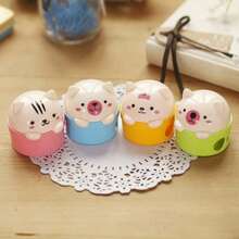 1pc Cute Animal Dual-Hole Pencil Sharpener, Adorable Cartoon Flip-Top Design, Macaron Colorful Shell, With Shavings Box, Manual Pencil Sharpener For Kids, Student Stationery, Back To School Small Prize Gift - Multicolor - View 2